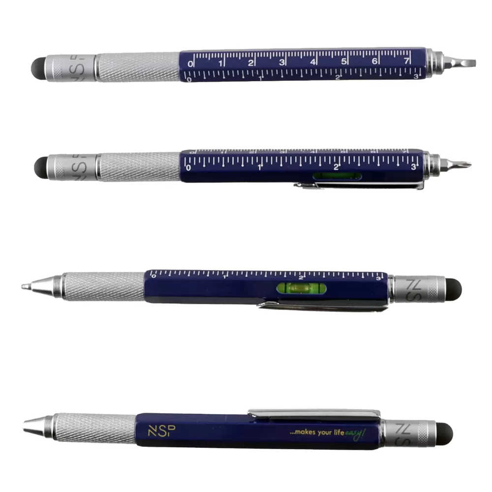 NSP STAND WITH 30 PCS NSP ΣΤΥΛΟ 7 IN 1 METALLIC MULTI-TOOL PEN BLACK/BLUE/RED - Image 4