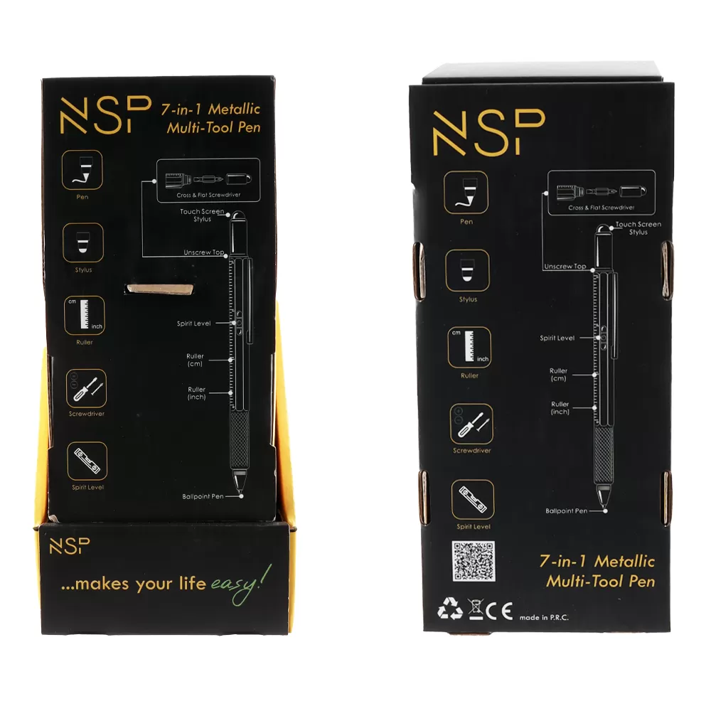 NSP STAND WITH 30 PCS NSP ΣΤΥΛΟ 7 IN 1 METALLIC MULTI-TOOL PEN BLACK/BLUE/RED - Image 18