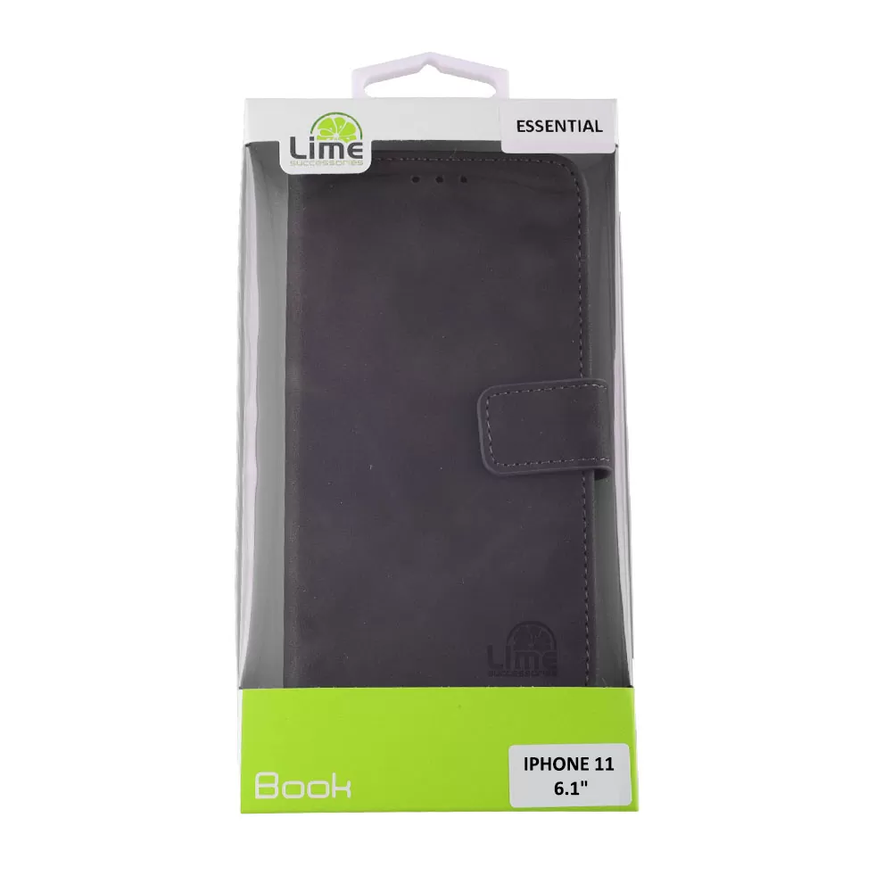 LIME ESSENTIAL ΘΗΚΗ IPHONE 11 6.1in  MAGNET BOOK STAND CLIP GREY - Image 5