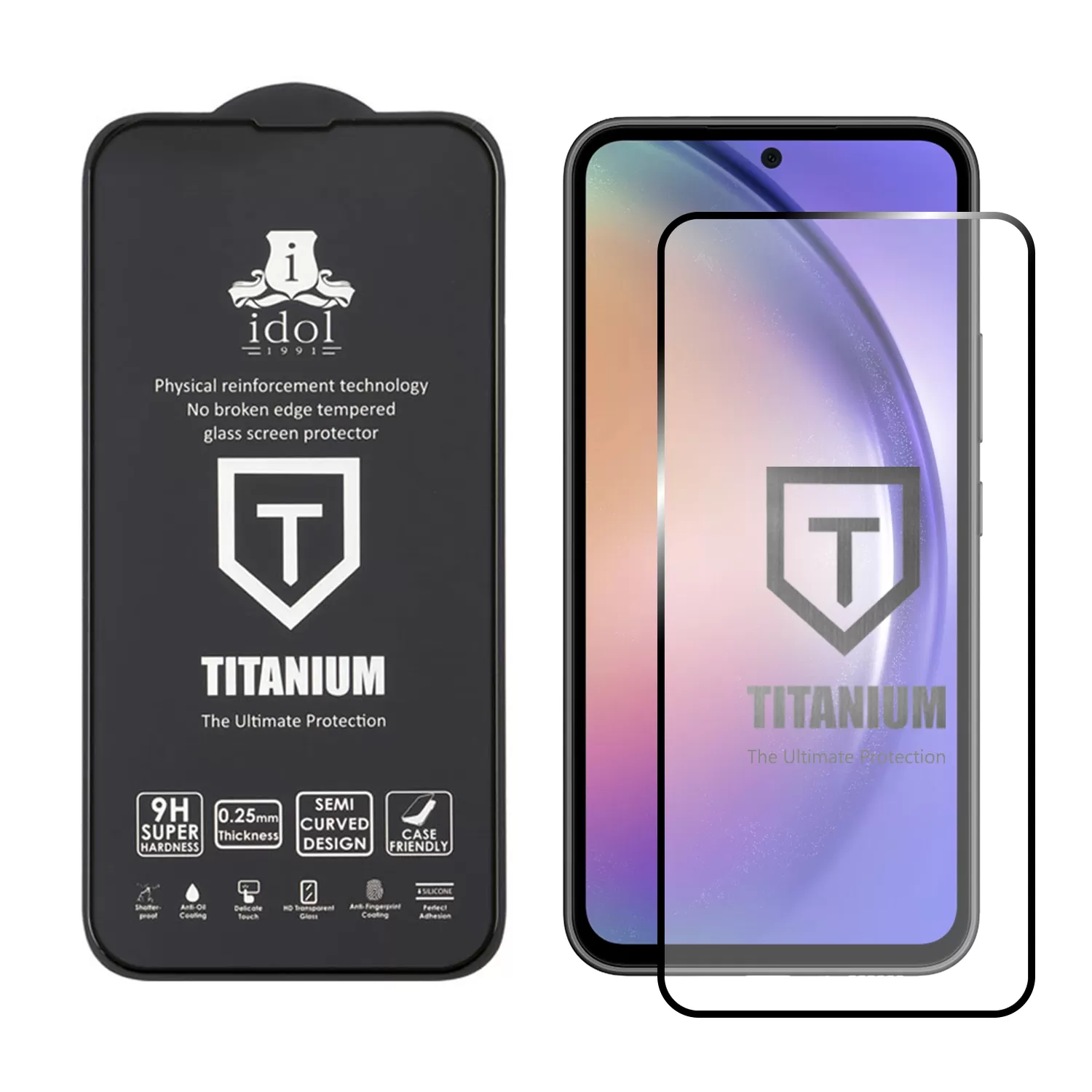 IDOL 1991 TITANIUM TEMPERED GLASS SAMSUNG A54 5G A546 6.4in 9H 0.25mm SEMI CURVED FULL GLUE BLACK - Image 2