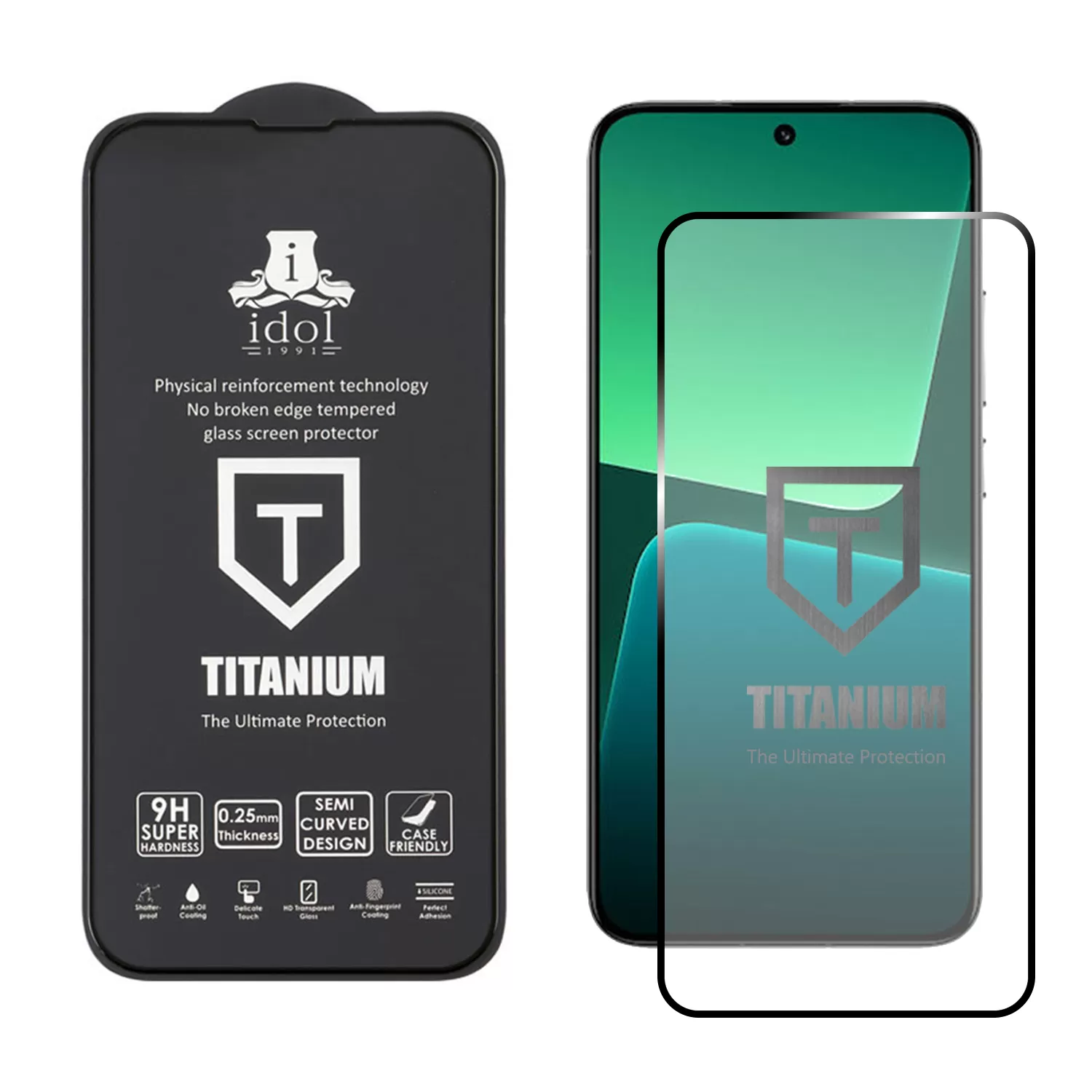 IDOL 1991 TITANIUM TEMPERED GLASS XIAOMI 13 5G 6.36in 9H 0.25mm SEMI CURVED FULL GLUE BLACK - Image 2