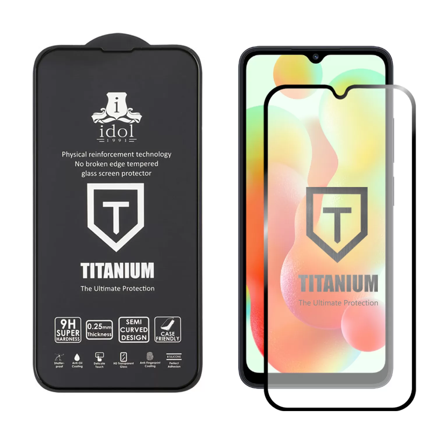 IDOL 1991 TITANIUM TEMPERED GLASS XIAOMI REDMI 12C 6.71in 9H 0.25mm SEMI CURVED FULL GLUE BLACK - Image 2