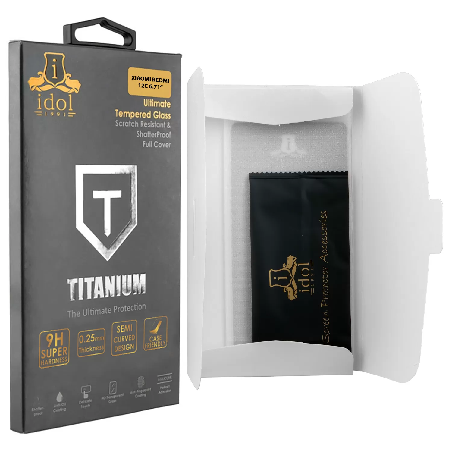 IDOL 1991 TITANIUM TEMPERED GLASS XIAOMI REDMI 12C 6.71in 9H 0.25mm SEMI CURVED FULL GLUE BLACK - Image 3