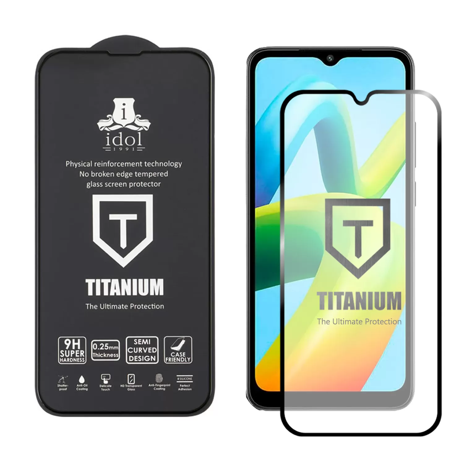 IDOL 1991 TITANIUM TEMPERED GLASS XIAOMI REDMI A1/A1+/A2/A2+ 6.52in 9H 0.25mm SEMI CURVED FULL GLUE BLACK - Image 2
