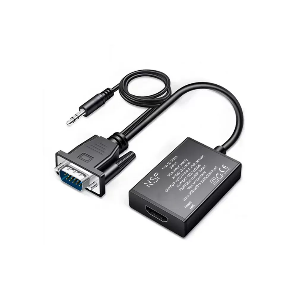 NSP N15 ΜΕΤΑΤΡΟΠΕΑΣ VGA/VGA/3.5mm MALE TO HDMI FEMALE 1920x1080 BLACK - Image 2