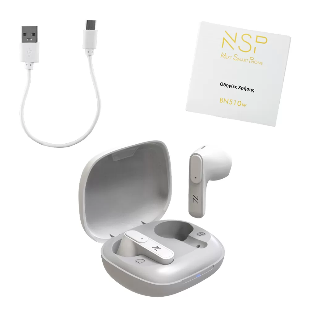 NSP BLUETOOTH STEREO BN510W NSPODS TWS HEADSET V5.3 ΜΕ ΘΗΚΗ ΦΟΡΤΙΣΗΣ - ΜΕΤΑΦΟΡΑΣ WHITE - Image 8