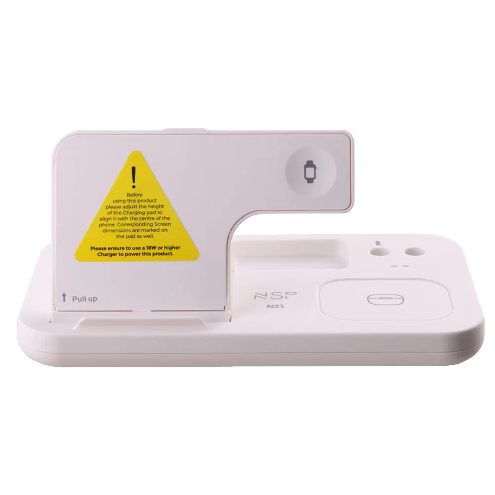 NSP N21 WIRELESS CHARGER 4 IN 1 (PHONE 15W/SMARTWATCH 2W/BLUETOOTH 3W/APPLE PENCIL 1W) USB-C 1m WHITE - Image 3