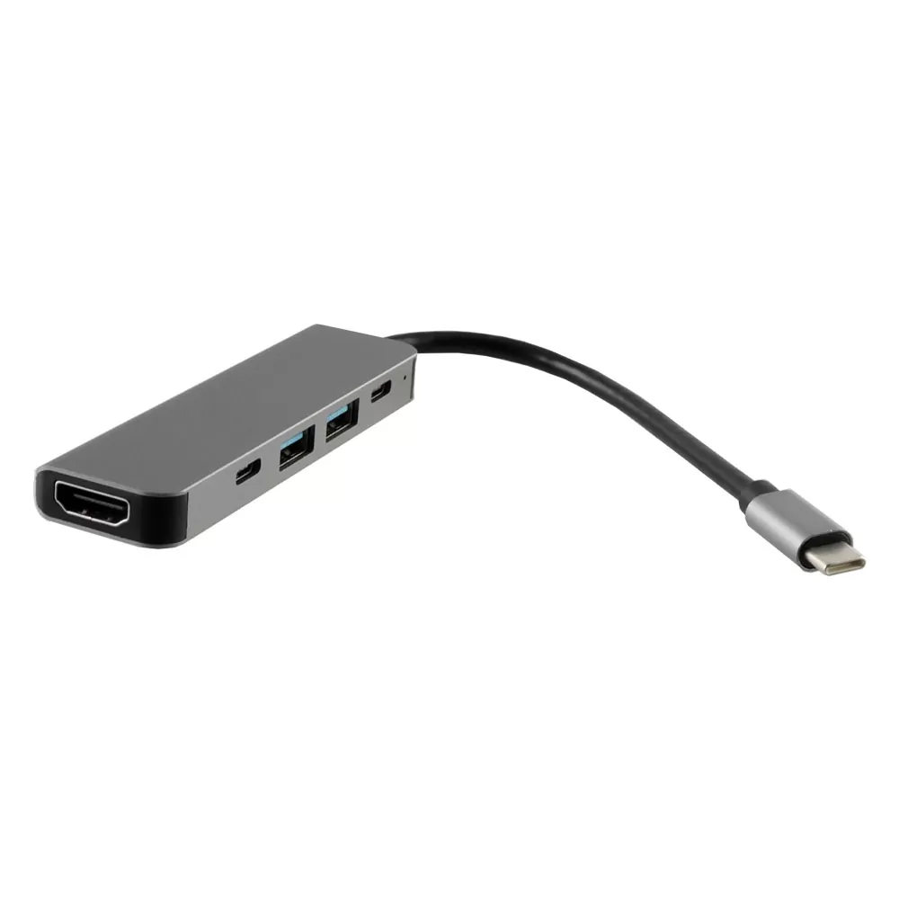 NSP N16 5 IN 1 USB-C HUB TYPE C TO HDMI 4K 30HZ/USB 3.0 5Gbps/2 USB 2.0/PD 3.0 100W/ TYPE C 3 5Gbps ALU GREY - Image 2