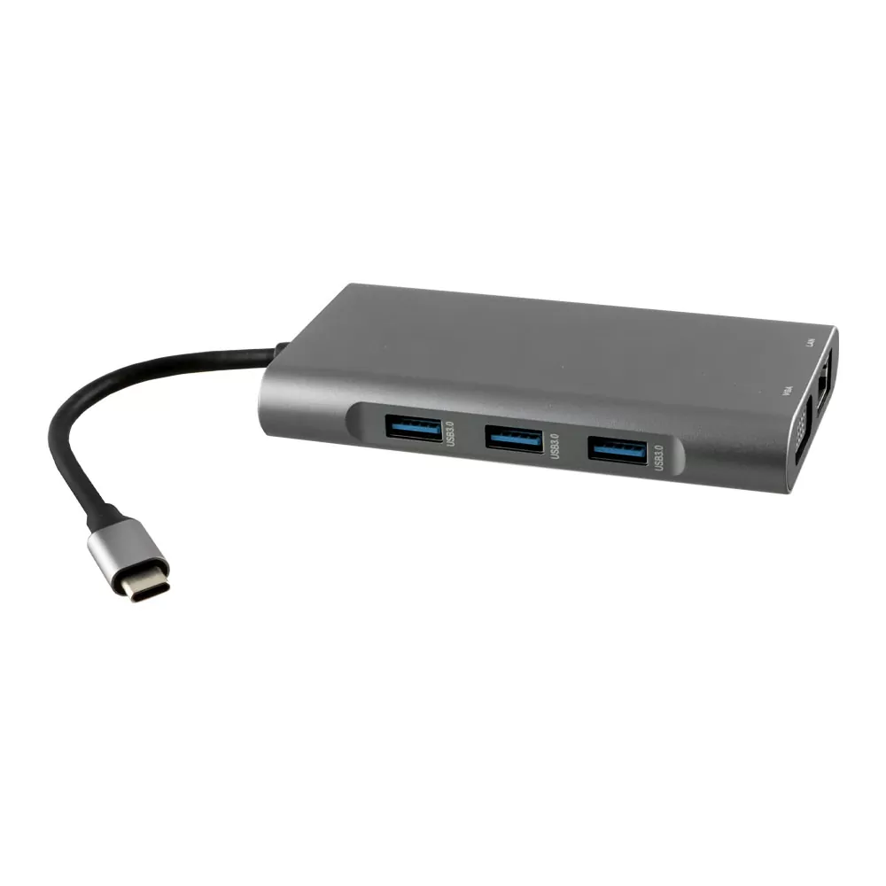 NSP N17 10 IN 1 USB-C HUB TYPE C TO VGA WITH AUDIO/RJ45 1000Mbps/PD 60W/SDXC/SD 3.0/USB 3.0 X3/ HDMI 4K ALU GREY - Image 2