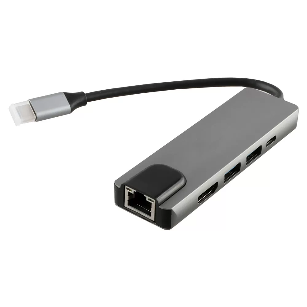 NSP N18 5 IN 1 USB-C HUB TYPE C TO USB 3.0/RJ45 1000Mbps/PD 60W/USB 3.0 X2/ HDMI 4K ALU GREY - Image 2