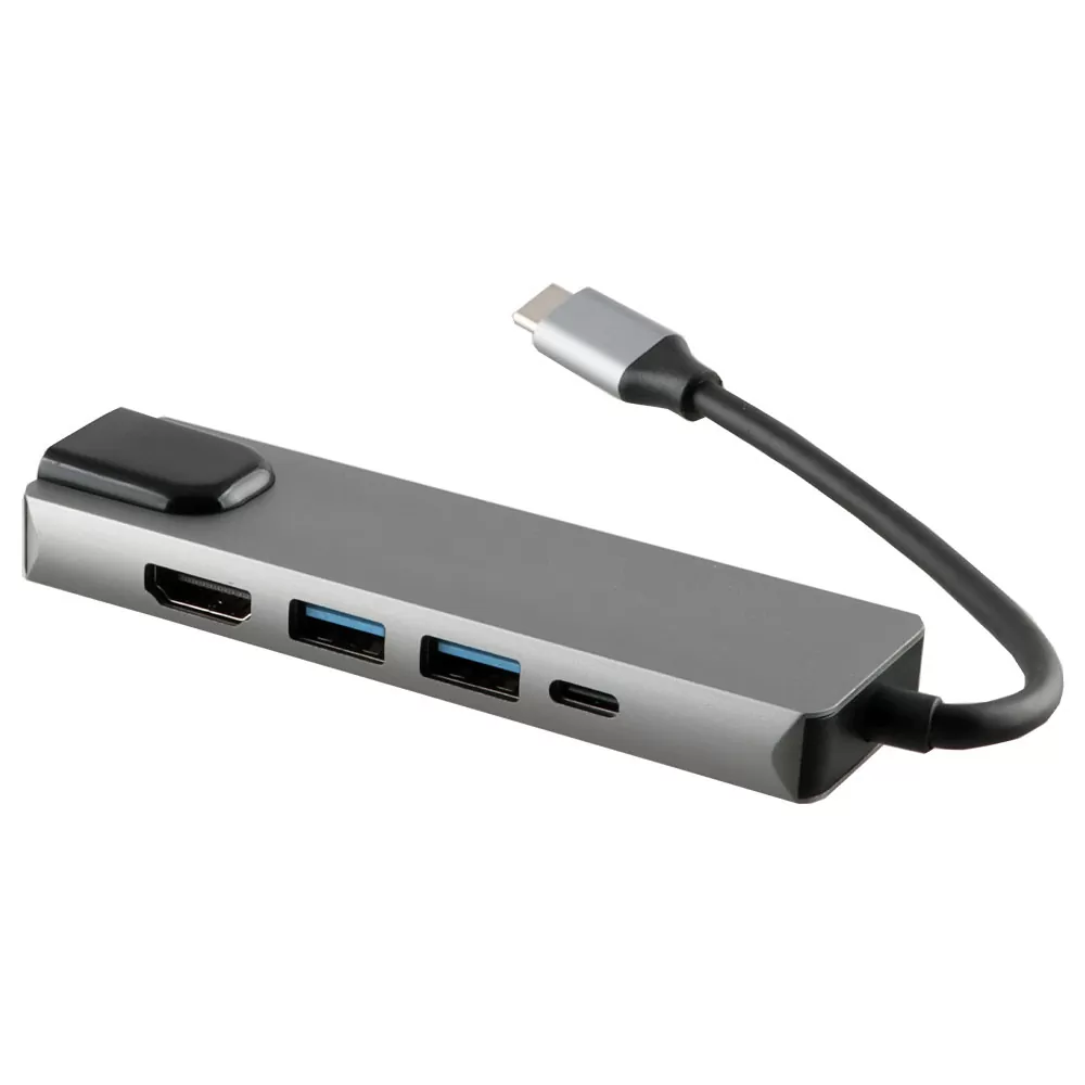 NSP N18 5 IN 1 USB-C HUB TYPE C TO USB 3.0/RJ45 1000Mbps/PD 60W/USB 3.0 X2/ HDMI 4K ALU GREY - Image 3