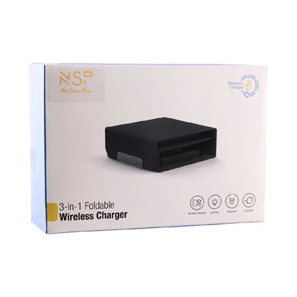 NSP N19 WIRELESS CHARGER 3 IN 1 MAGSAFE 15W (PHONE 15W/SMARTWATCH 5W/BLUETOOTH 3W) USB-C 1m BLACK - Image 7