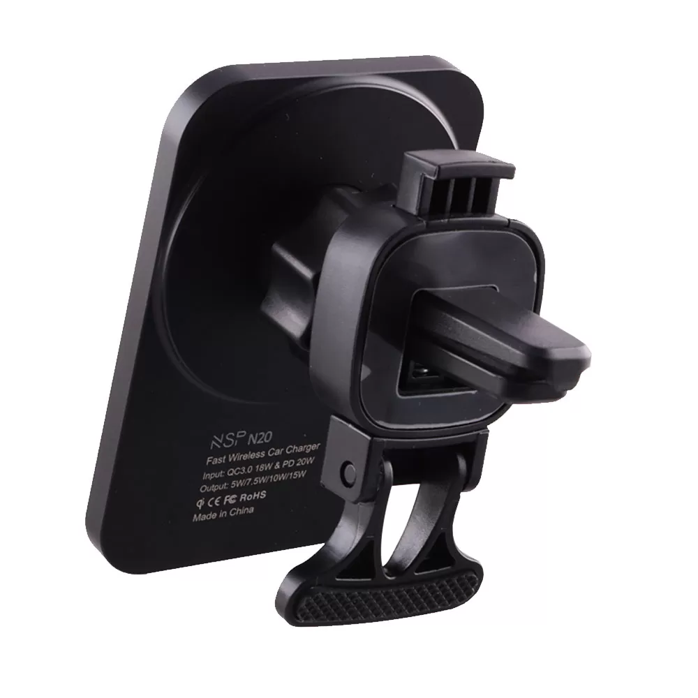 NSP N20 WIRELESS CAR CHARGER MAGSAFE 15W ALUMINIUM ALLOY USB-C 1m BLACK - Image 3