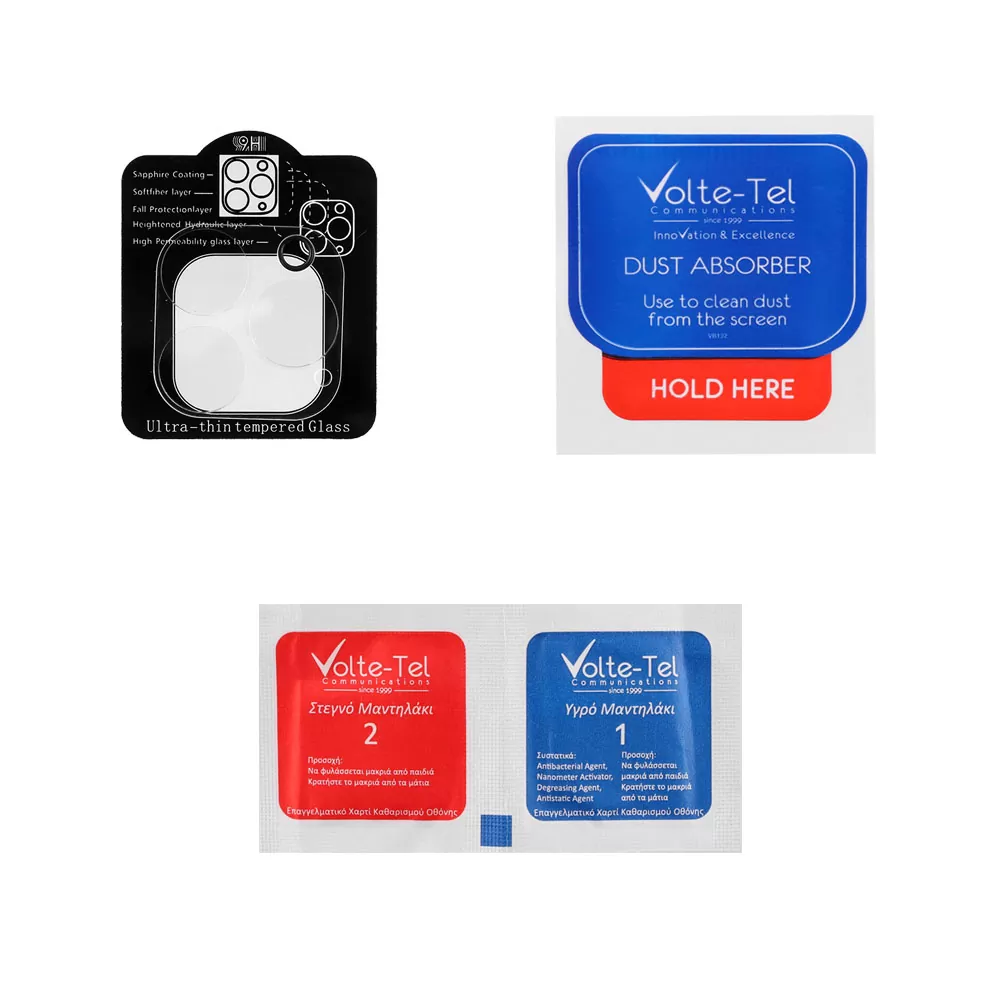 VOLTE-TEL CAMERA GLASS IPHONE 15 PRO 6.1in/15 PRO MAX 6.7in 9H 0.25mm 3D CURVED TRANSPARENT - Image 4