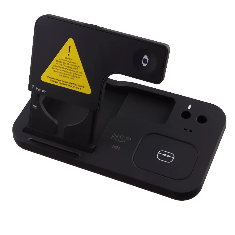 NSP N21 WIRELESS CHARGER 4 IN 1 (PHONE 15W/SMARTWATCH 2W/BLUETOOTH 3W/APPLE PENCIL 1W) USB-C 1m BLACK - Image 2