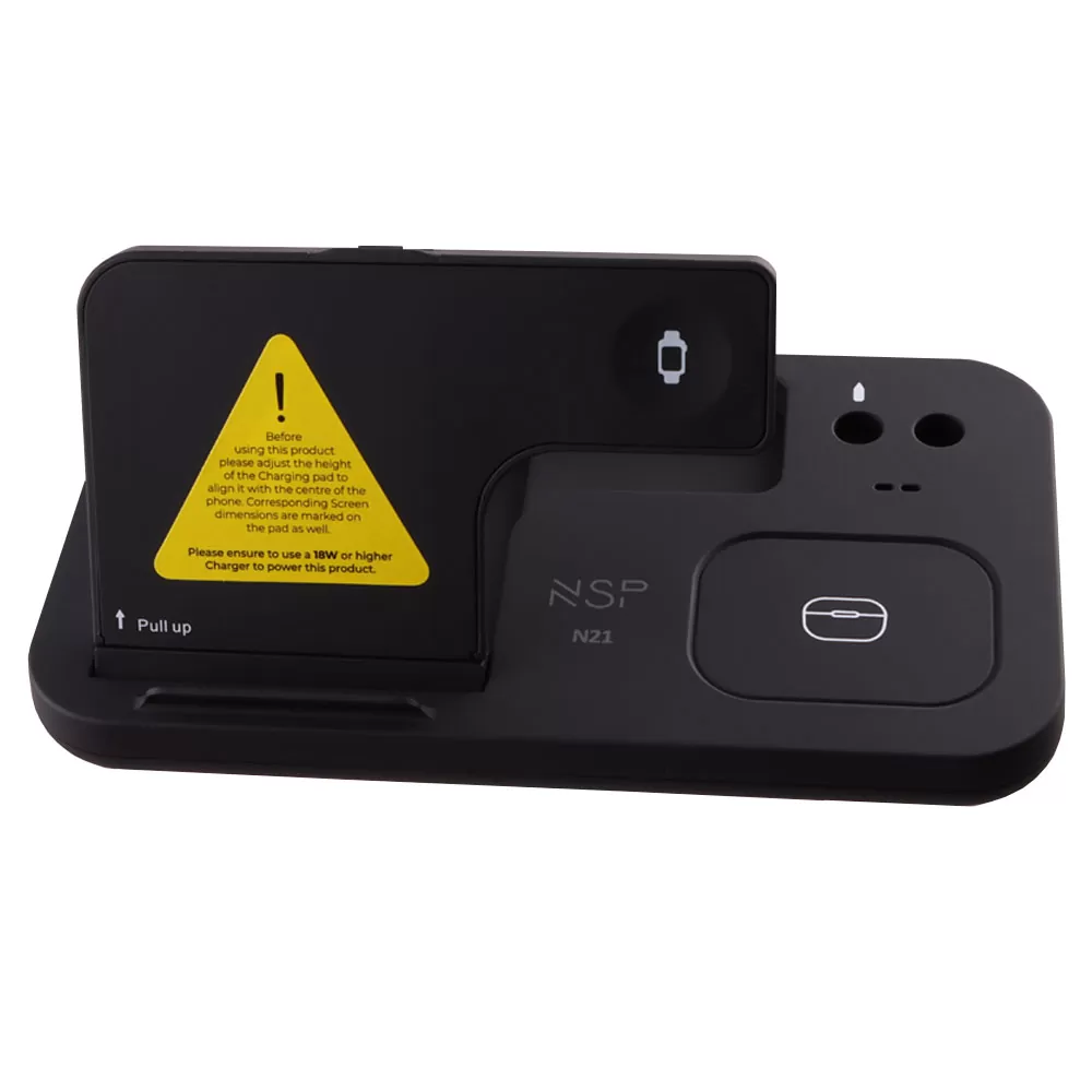 NSP N21 WIRELESS CHARGER 4 IN 1 (PHONE 15W/SMARTWATCH 2W/BLUETOOTH 3W/APPLE PENCIL 1W) USB-C 1m BLACK - Image 3