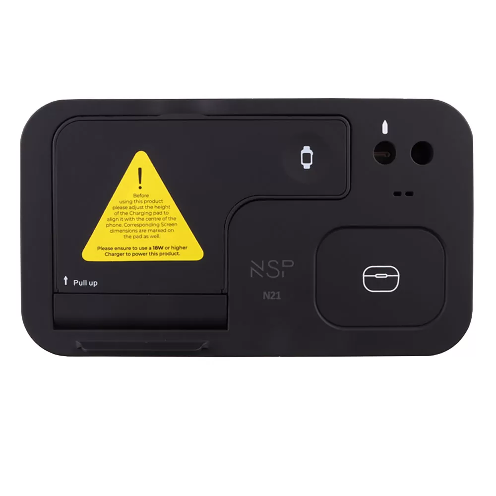 NSP N21 WIRELESS CHARGER 4 IN 1 (PHONE 15W/SMARTWATCH 2W/BLUETOOTH 3W/APPLE PENCIL 1W) USB-C 1m BLACK - Image 5