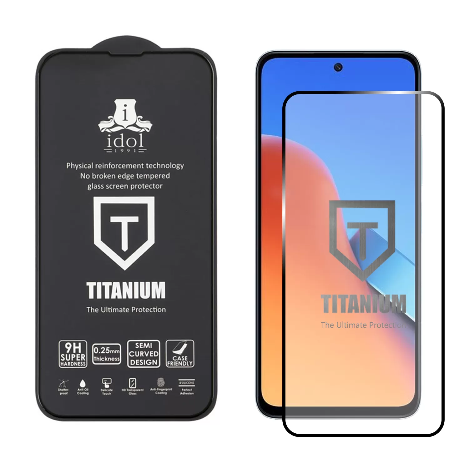 IDOL 1991 TITANIUM TEMPERED GLASS XIAOMI REDMI 12 4G/5G 6.79in 9H 0.25mm SEMI CURVED FULL GLUE BLACK - Image 2