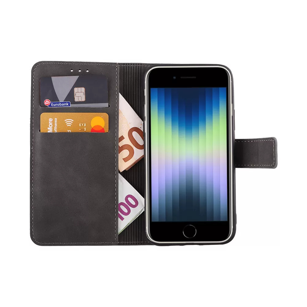 LIME ESSENTIAL ΘΗΚΗ IPHONE SE 2022/IPHONE SE 2020/IPHONE 8/7 4.7in  MAGNET BOOK STAND CLIP GREY - Image 2