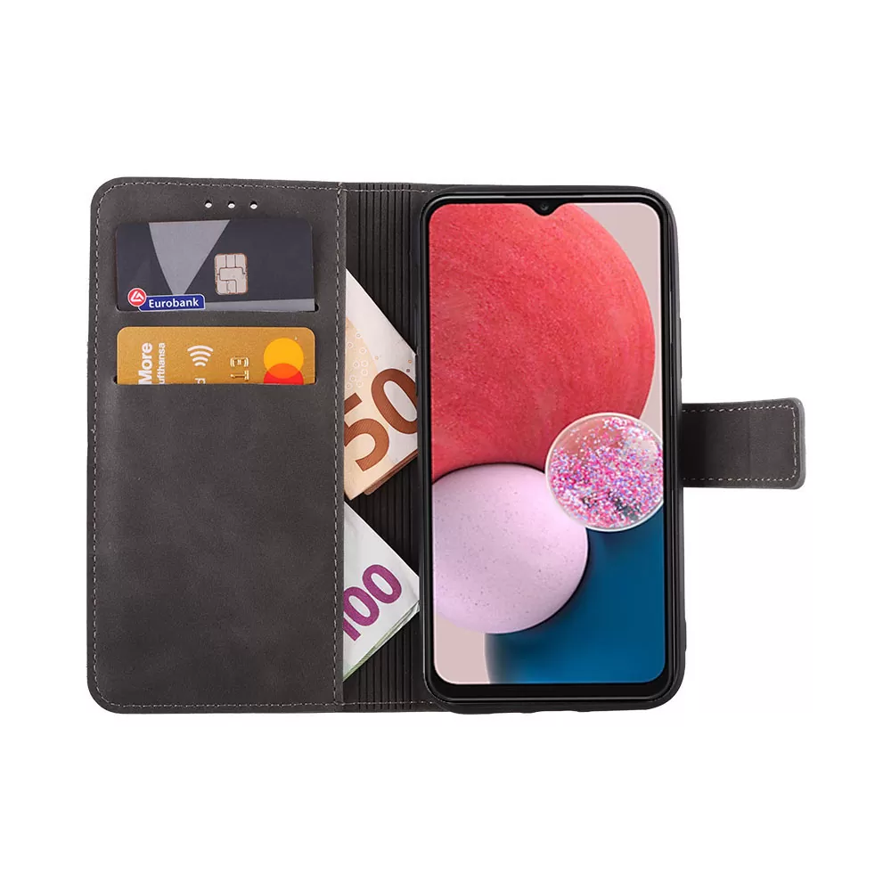 LIME ESSENTIAL ΘΗΚΗ SAMSUNG A13 4G A135/A137 6.6in  MAGNET BOOK STAND CLIP GREY - Image 2