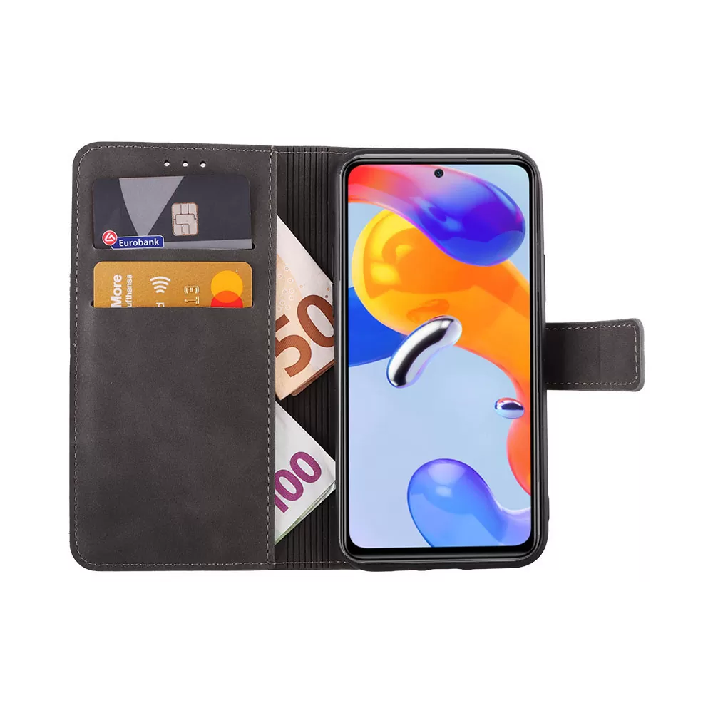 LIME ESSENTIAL ΘΗΚΗ XIAOMI REDMI NOTE 11/REDMI NOTE 11S 6.43in  MAGNET BOOK STAND CLIP GREY - Image 2