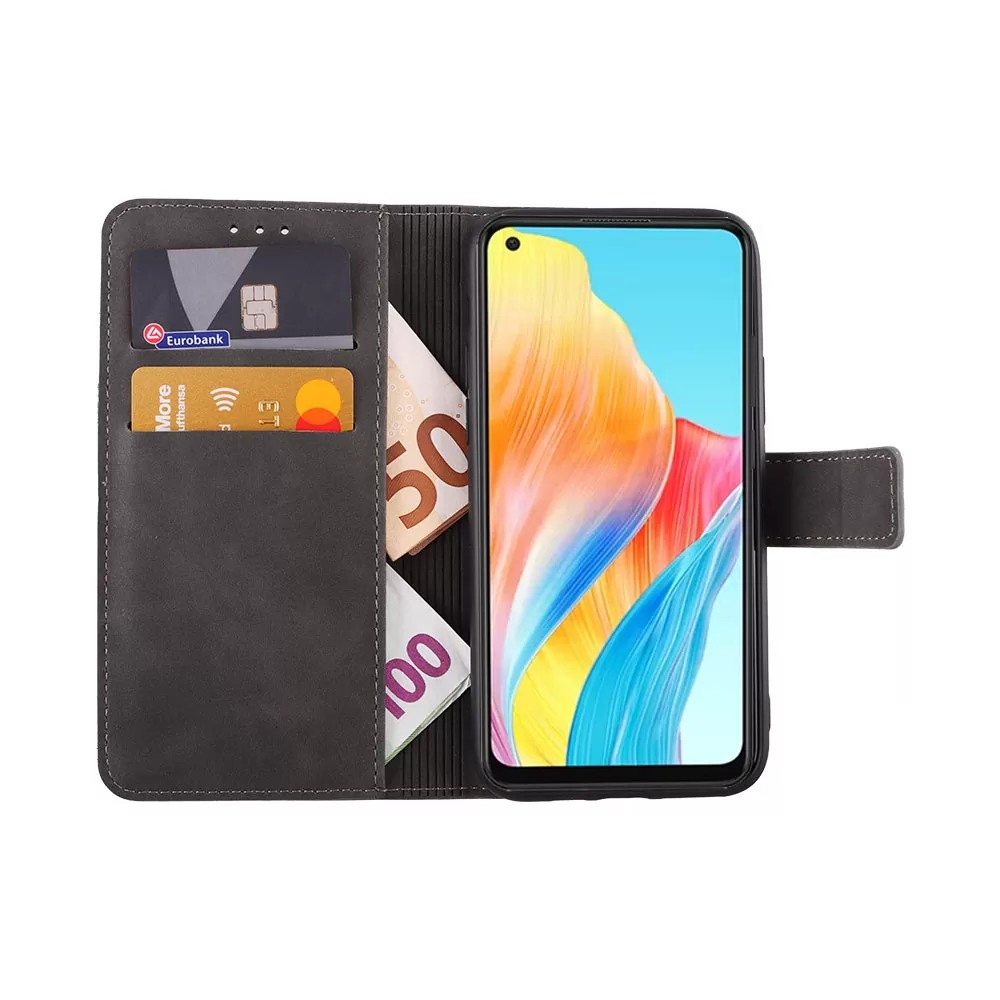 LIME ESSENTIAL ΘΗΚΗ OPPO A78 5G 6.56in  MAGNET BOOK STAND CLIP GREY - Image 2