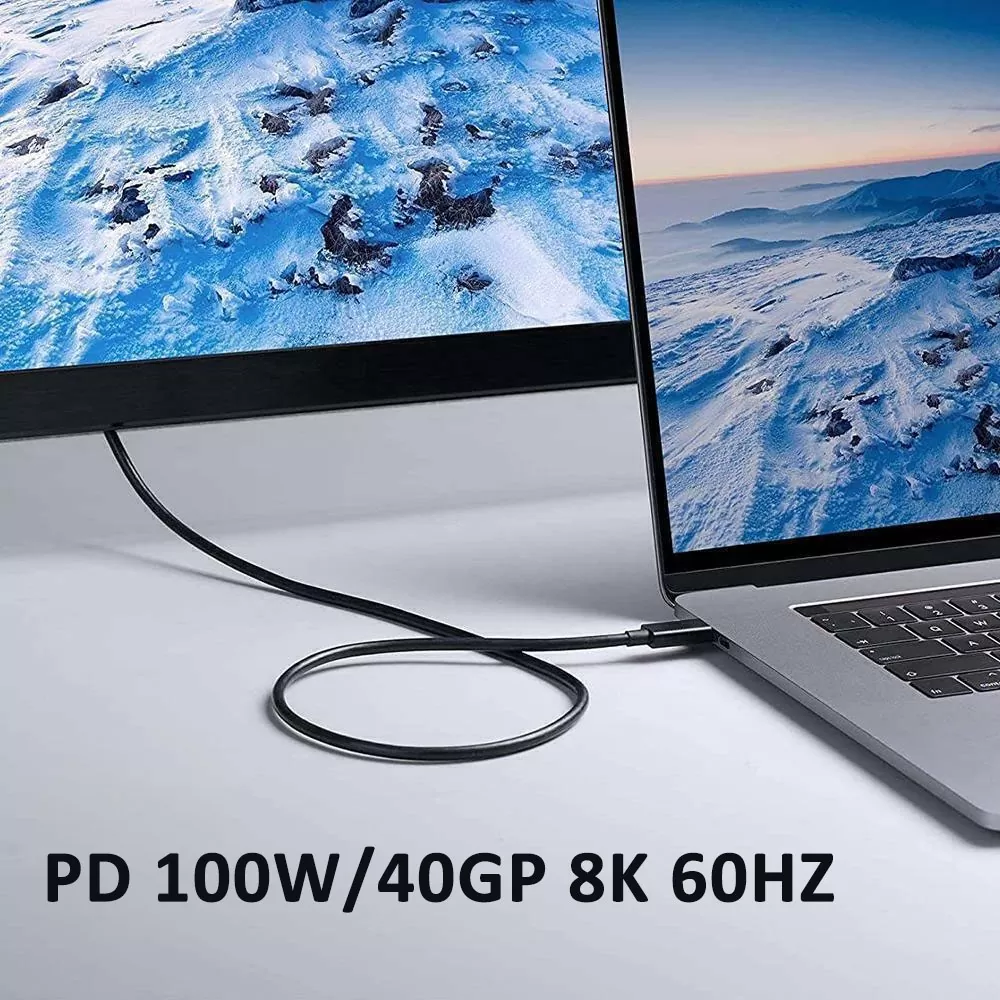 NSP N22 USB-C TYPE C TO TYPE C THUNDERBOLT 4.0 PD 100W/40GP/8K 60HZ/ 8K DUAL CHANNEL 4K 1.5m BLACK - Image 3