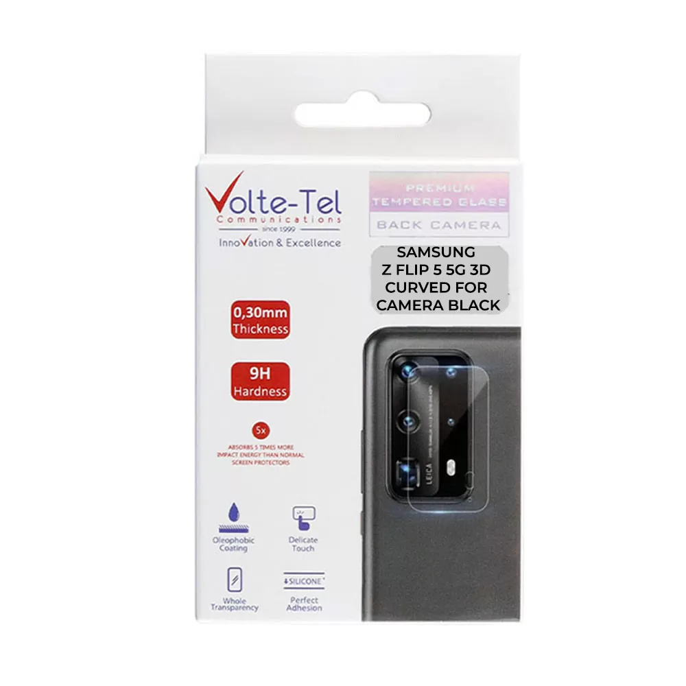 VOLTE-TEL CAMERA GLASS SAMSUNG Z FLIP 5 5G F731 6.7in 9H 0.25mm 3D CURVED BLACK - Image 4