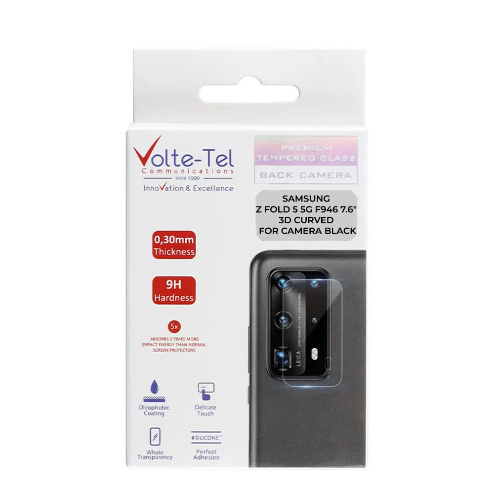 VOLTE-TEL CAMERA GLASS SAMSUNG Z FOLD 5 5G F946 7.6in 9H 0.25mm 3D CURVED BLACK - Image 4