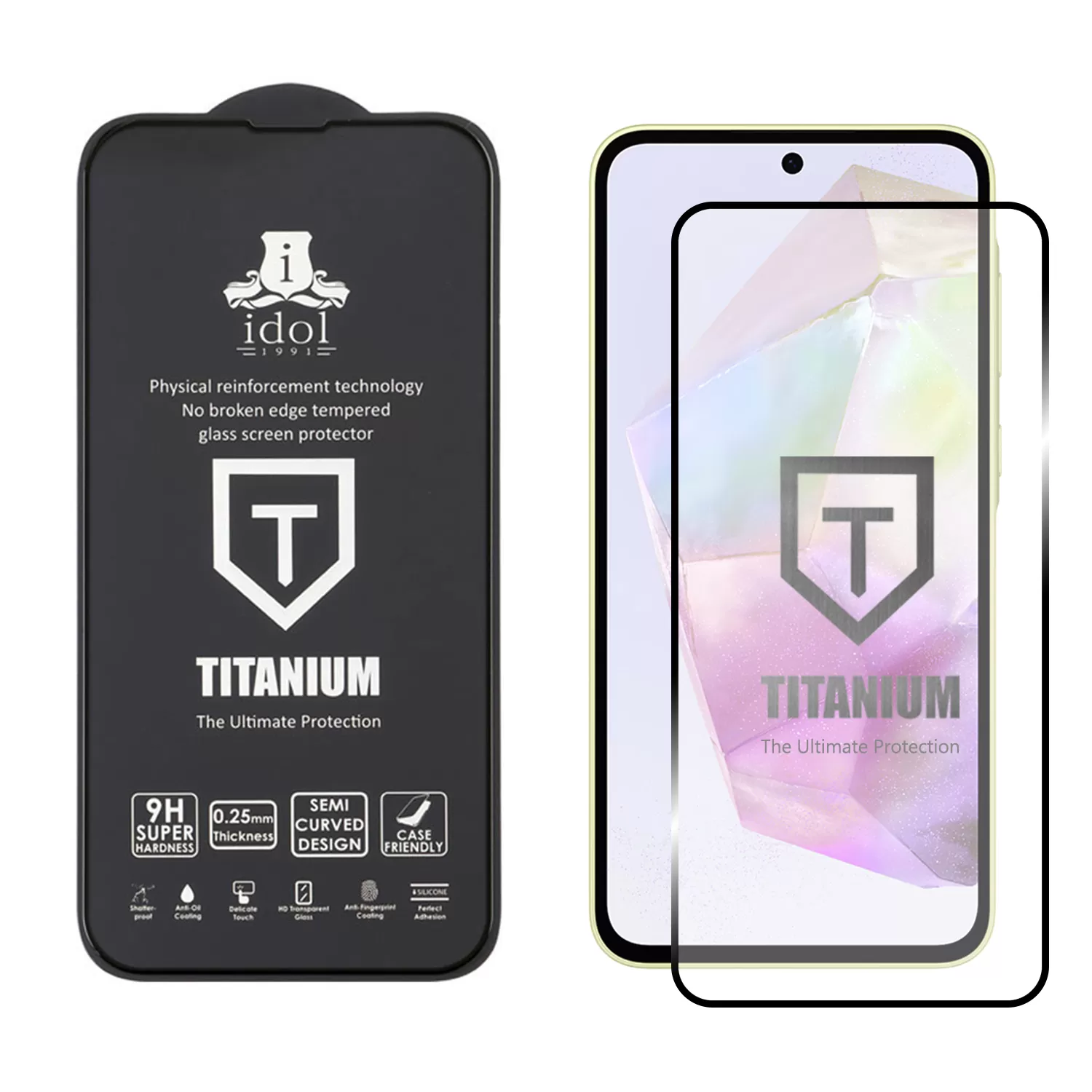 IDOL 1991 TITANIUM TEMPERED GLASS SAMSUNG A35 5G 6.6in 9H 0.25mm SEMI CURVED FULL GLUE BLACK - Image 2