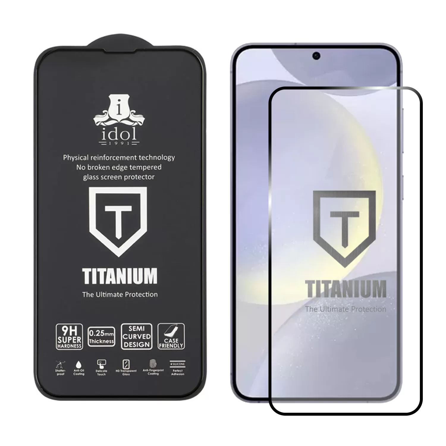 IDOL 1991 TITANIUM TEMPERED GLASS SAMSUNG S24 PLUS 5G 6.7in 9H 0.2mm SEMI CURVED FINGER UNLOCK FULL GLUE ULTRA THIN BLACK - Image 2