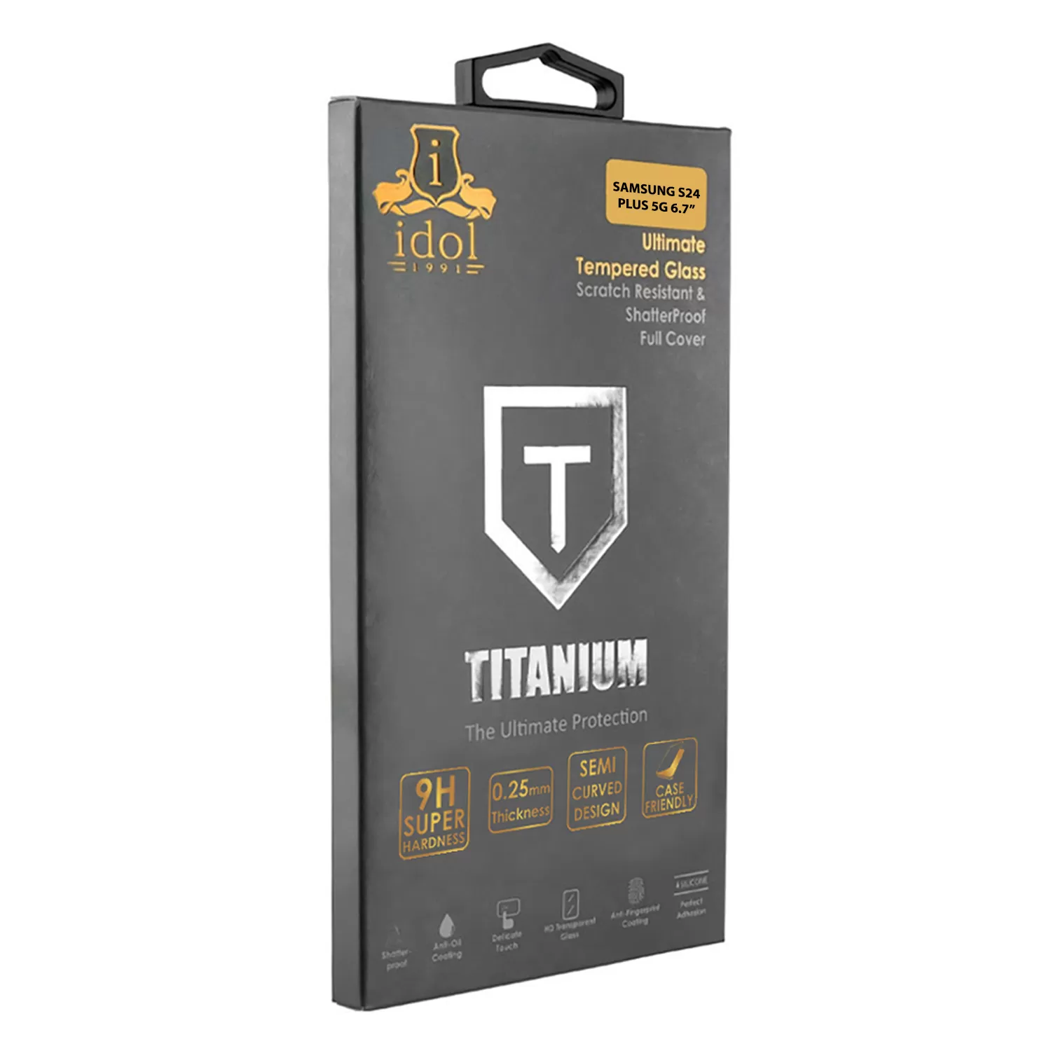 IDOL 1991 TITANIUM TEMPERED GLASS SAMSUNG S24 PLUS 5G 6.7in 9H 0.2mm SEMI CURVED FINGER UNLOCK FULL GLUE ULTRA THIN BLACK - Image 5