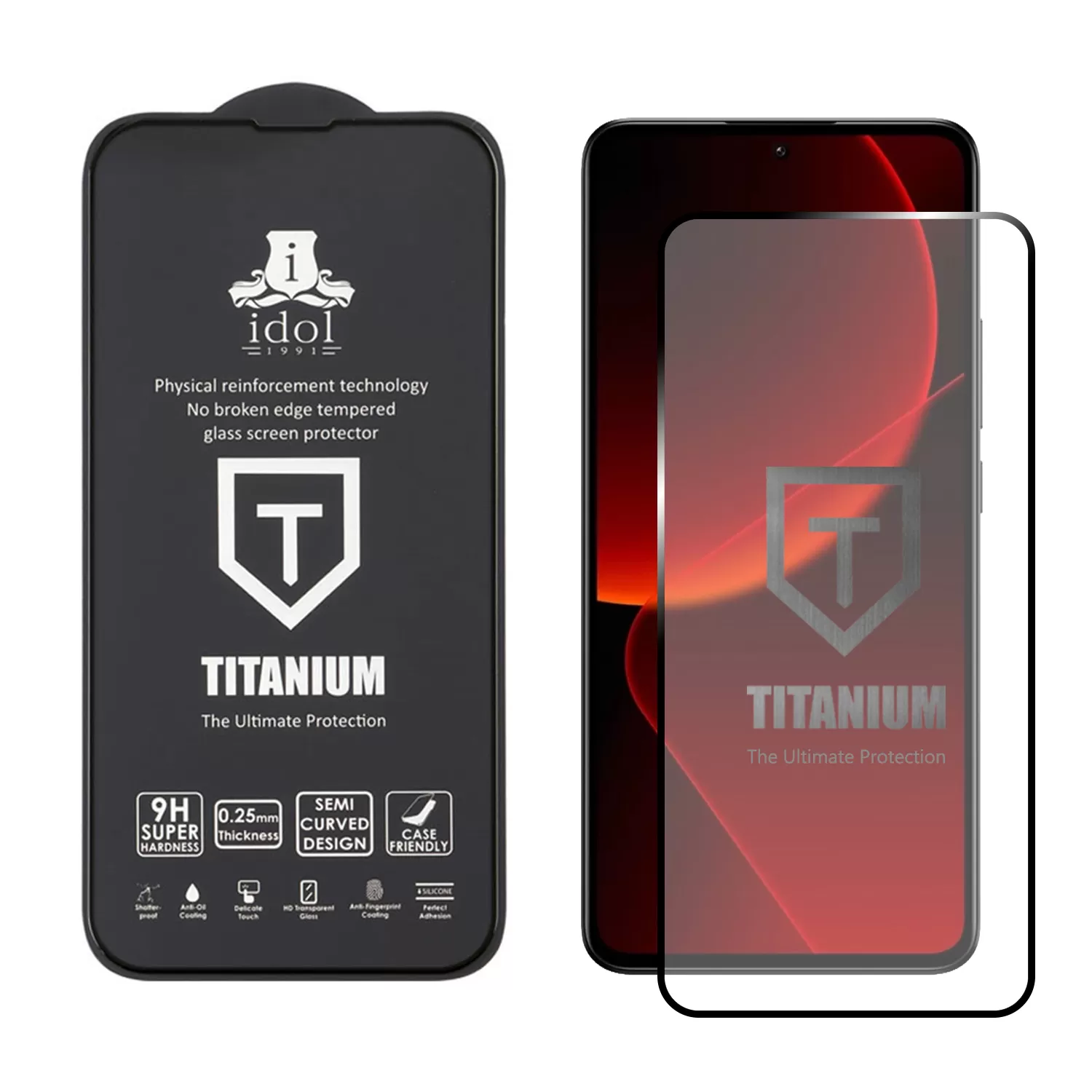 IDOL 1991 TITANIUM TEMPERED GLASS XIAOMI 13T 6.67in 9H 0.25mm SEMI CURVED FULL GLUE BLACK - Image 2