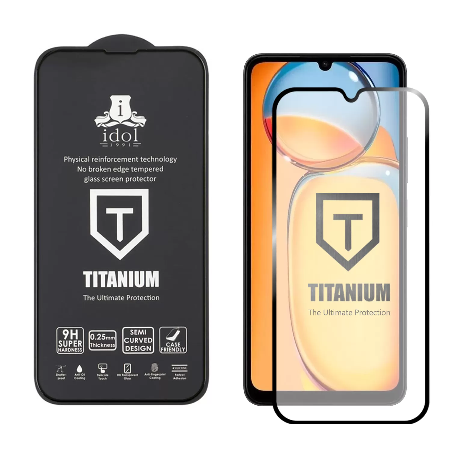 IDOL 1991 TITANIUM TEMPERED GLASS XIAOMI REDMI 13C 4G/5G 6.74in 9H 0.25mm SEMI CURVED FULL GLUE BLACK - Image 2