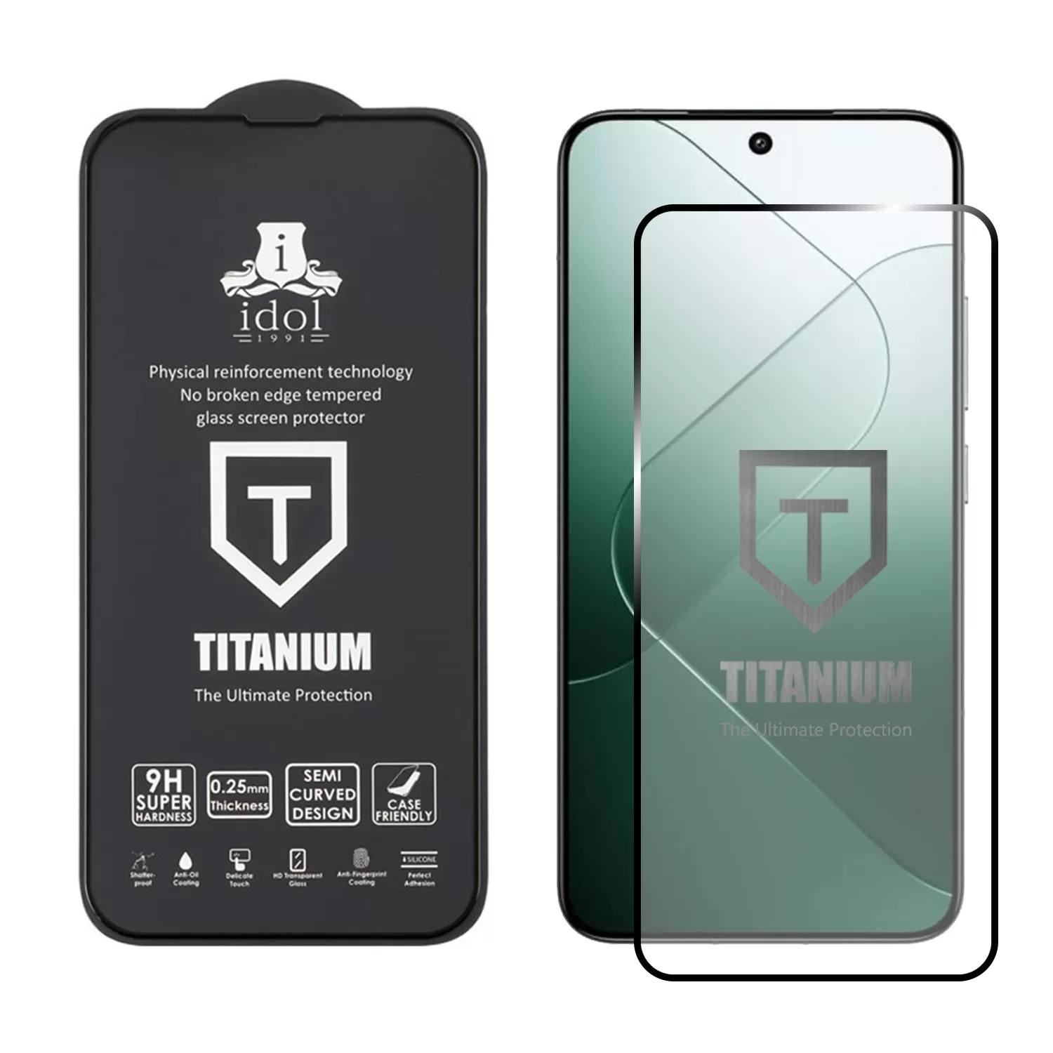 IDOL 1991 TITANIUM TEMPERED GLASS XIAOMI 14 6.36in 9H 0.25mm SEMI CURVED FULL GLUE BLACK - Image 2