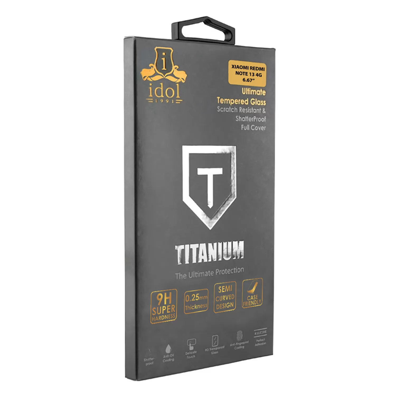 IDOL 1991 TITANIUM TEMPERED GLASS XIAOMI REDMI NOTE 13 4G 6.67in 9H 0.25mm SEMI CURVED FULL GLUE BLACK - Image 5