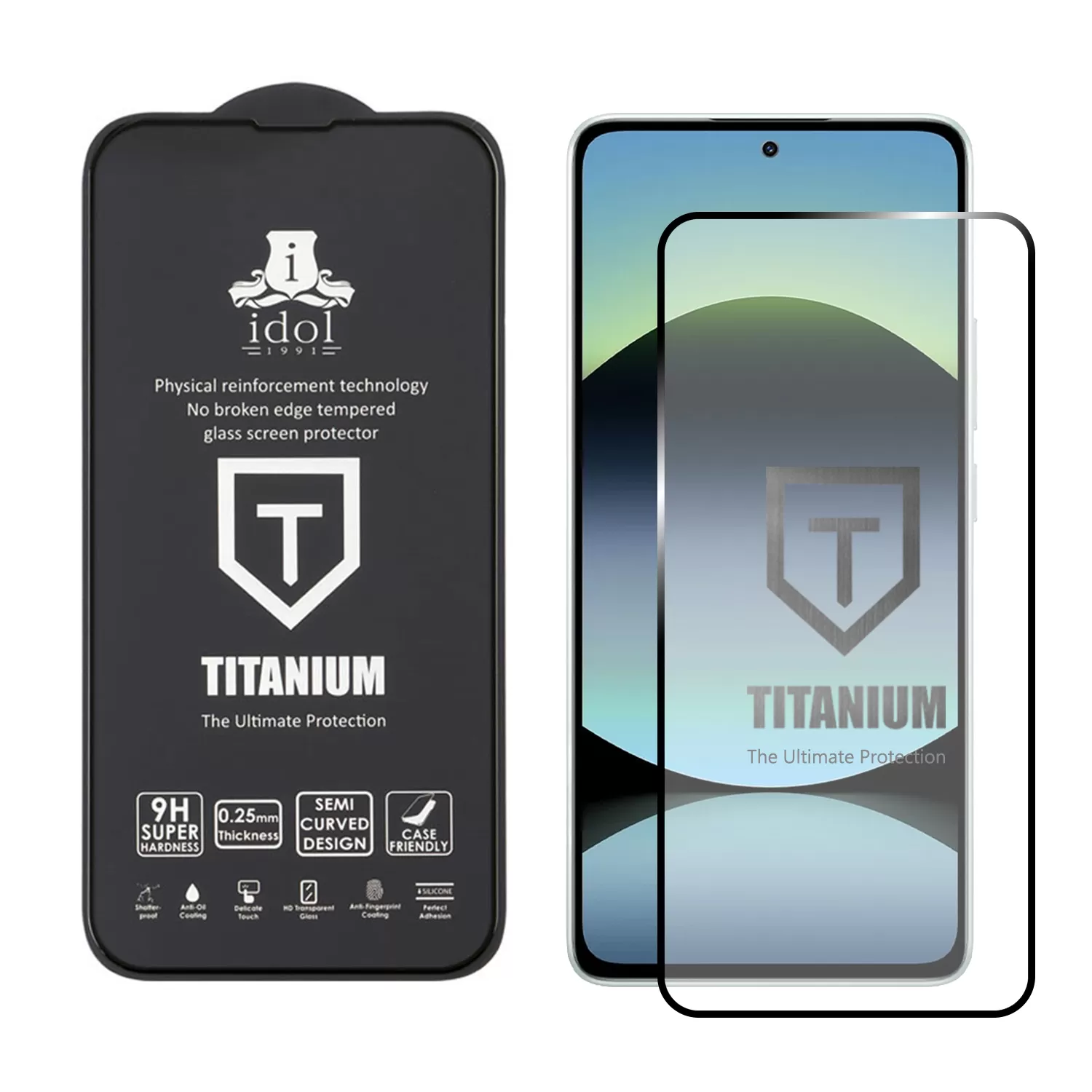 IDOL 1991 TITANIUM TEMPERED GLASS XIAOMI REDMI NOTE 14S/REDMI NOTE 13 5G 6.67in 9H 0.25mm SEMI CURVED FULL GLUE BLACK - Image 2