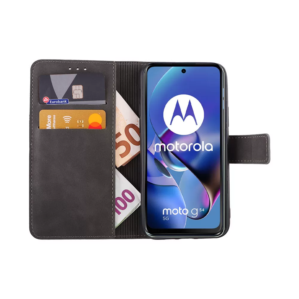 LIME ESSENTIAL ΘΗΚΗ MOTOROLA MOTO G54 5G/MOTO G54 POWER 6.5in  MAGNET BOOK STAND CLIP GREY - Image 2