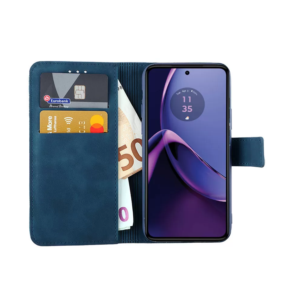 LIME ESSENTIAL ΘΗΚΗ MOTOROLA MOTO G84 5G 6.5in  MAGNET BOOK STAND CLIP DARK BLUE - Image 2