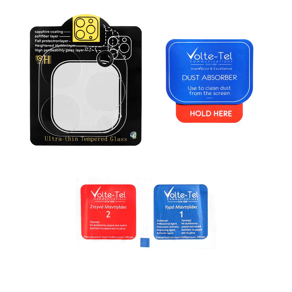 VOLTE-TEL CAMERA GLASS IPHONE 16 PRO 6.3in/16 PRO MAX 6.9in 9H 0.25mm 3D CURVED TRANSPARENT - Image 4