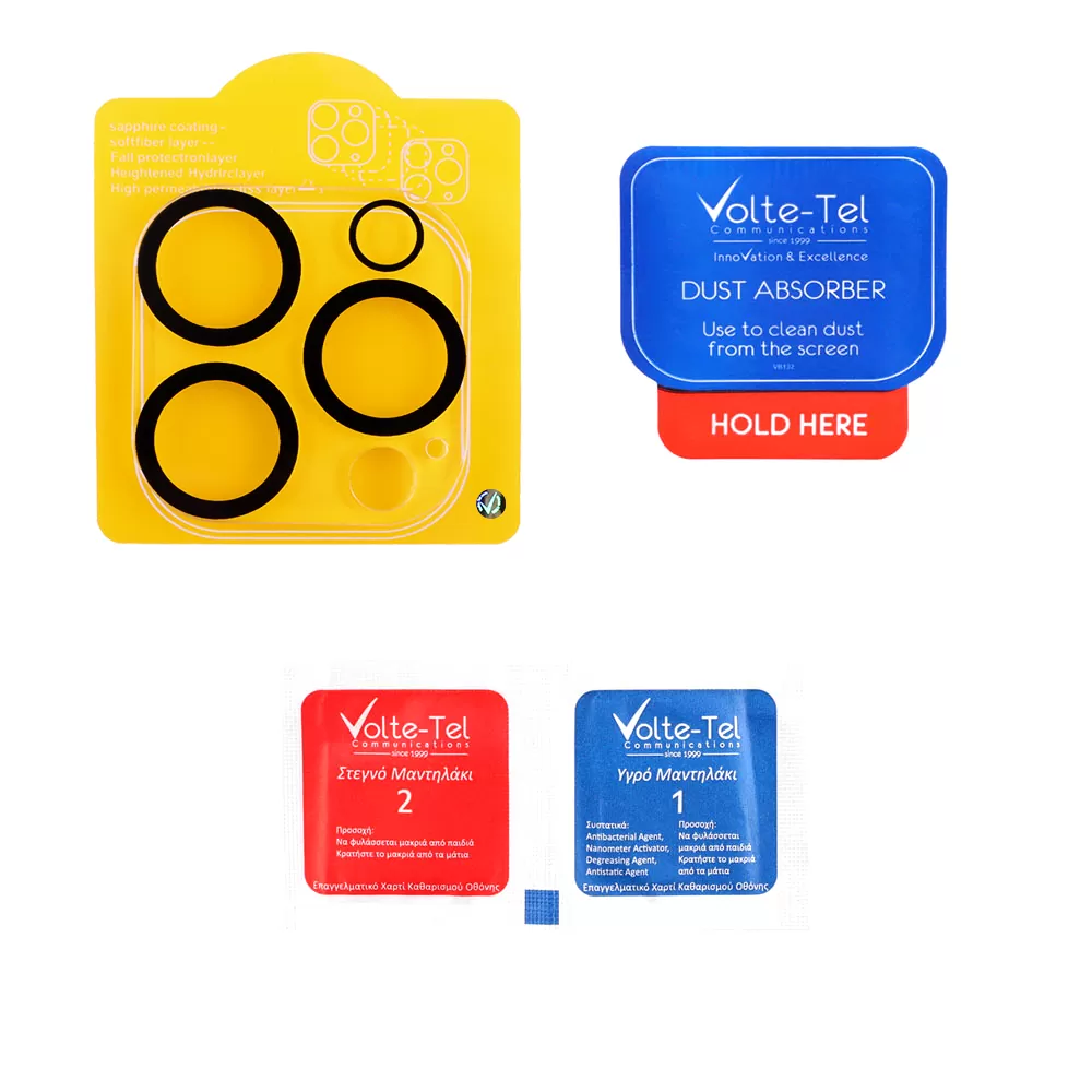 VOLTE-TEL CAMERA GLASS IPHONE 16 PRO 6.3in/16 PRO MAX 6.9in 9H 0.25mm 3D CURVED BLACK - Image 4