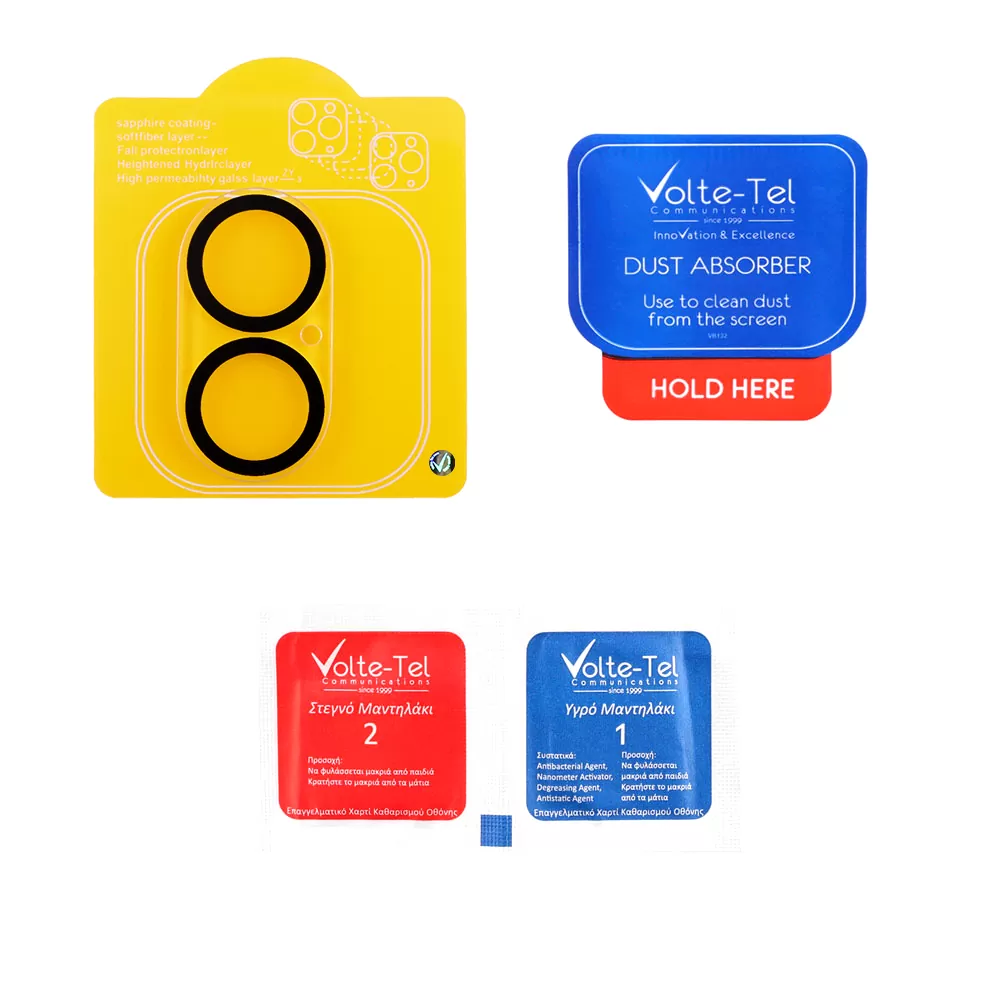 VOLTE-TEL CAMERA GLASS IPHONE 16 6.1in/16 PLUS 6.9in 9H 0.25mm 3D CURVED BLACK - Image 4
