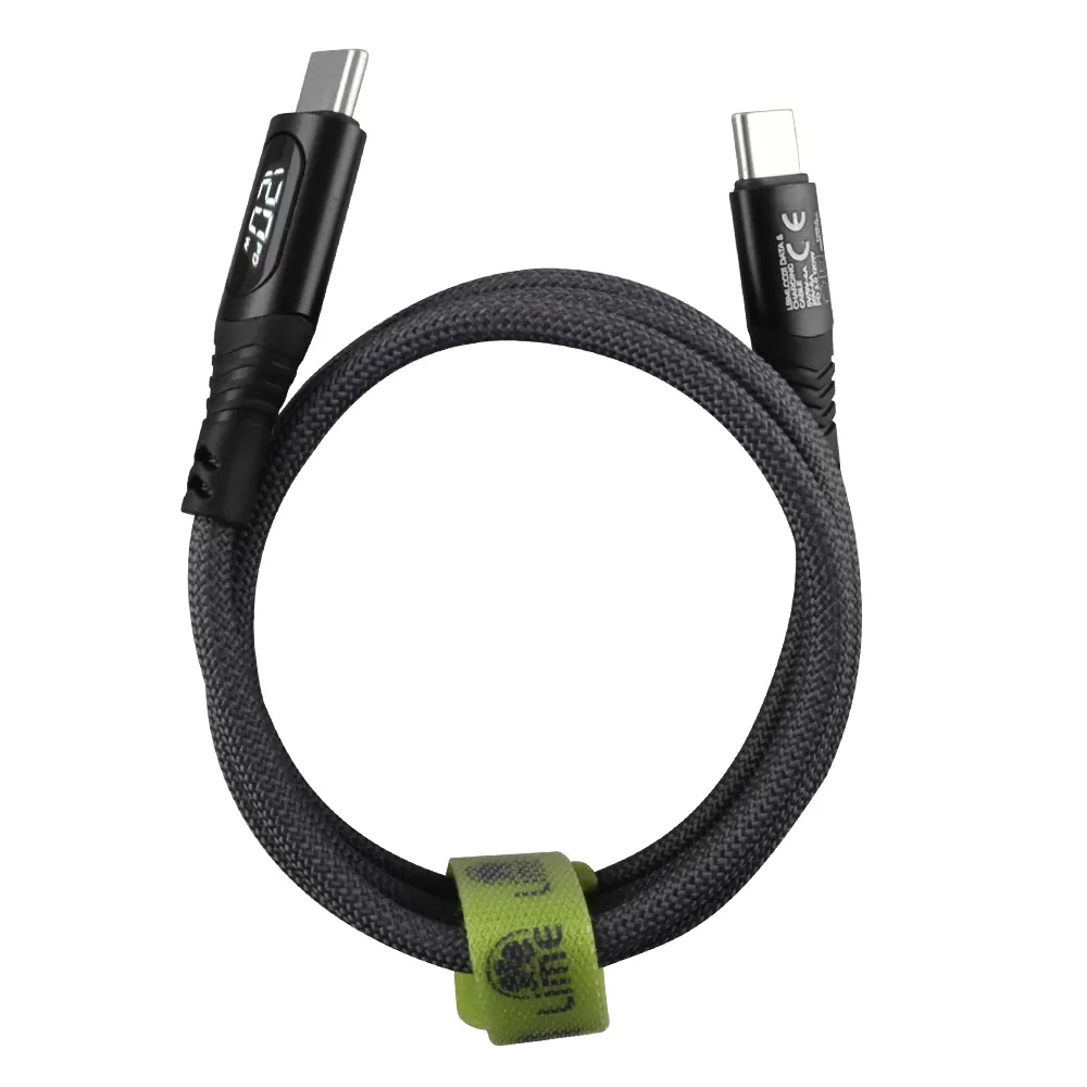LIME USB-C TYPE C TO USB-C TYPE C 6A ΦΟΡΤΙΣΗΣ-DATA DURABLE MAGNETIC BRAIDED WITH LED DISPLAY 1.2m LBMLCC01 120W GREY - Image 3
