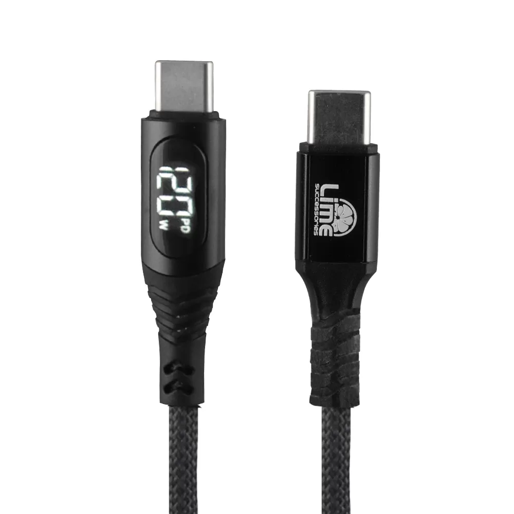 LIME USB-C TYPE C TO USB-C TYPE C 6A ΦΟΡΤΙΣΗΣ-DATA DURABLE MAGNETIC BRAIDED WITH LED DISPLAY 1.2m LBMLCC01 120W GREY - Image 5