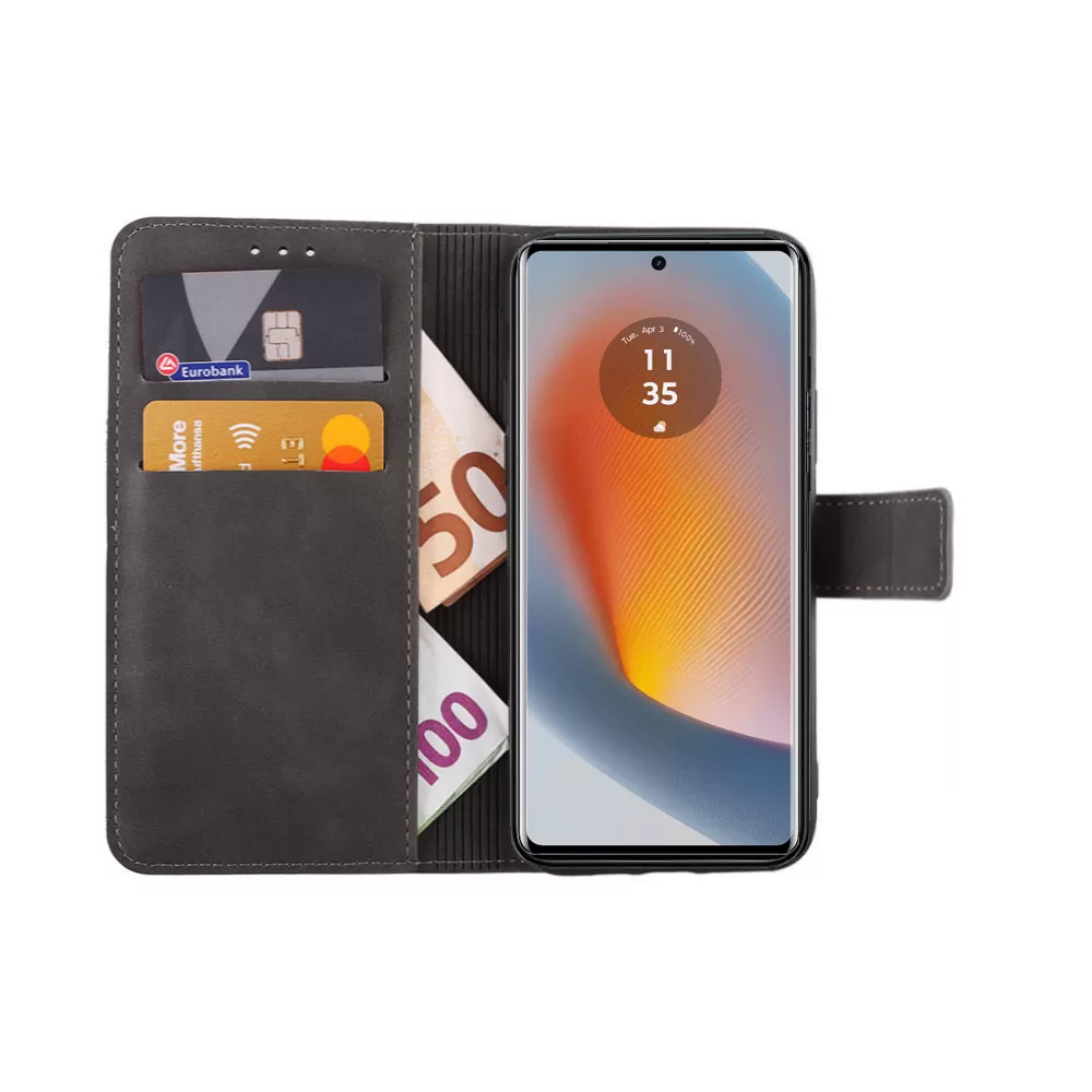 LIME ESSENTIAL ΘΗΚΗ MOTOROLA MOTO EDGE 50 FUSION 5G XT2429-2 6.7in  MAGNET BOOK STAND CLIP GREY - Image 2