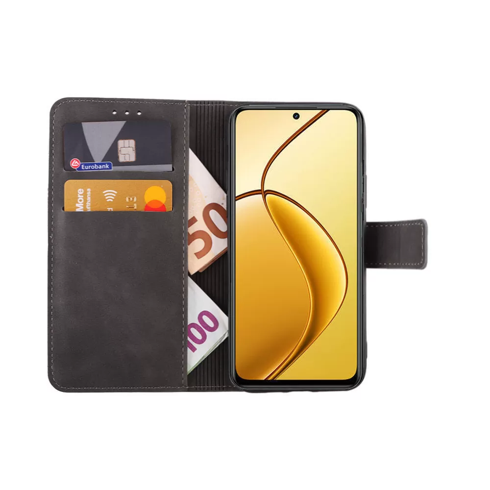 LIME ESSENTIAL ΘΗΚΗ REALME 12X 5G 6.67in  MAGNET BOOK STAND CLIP GREY - Image 2