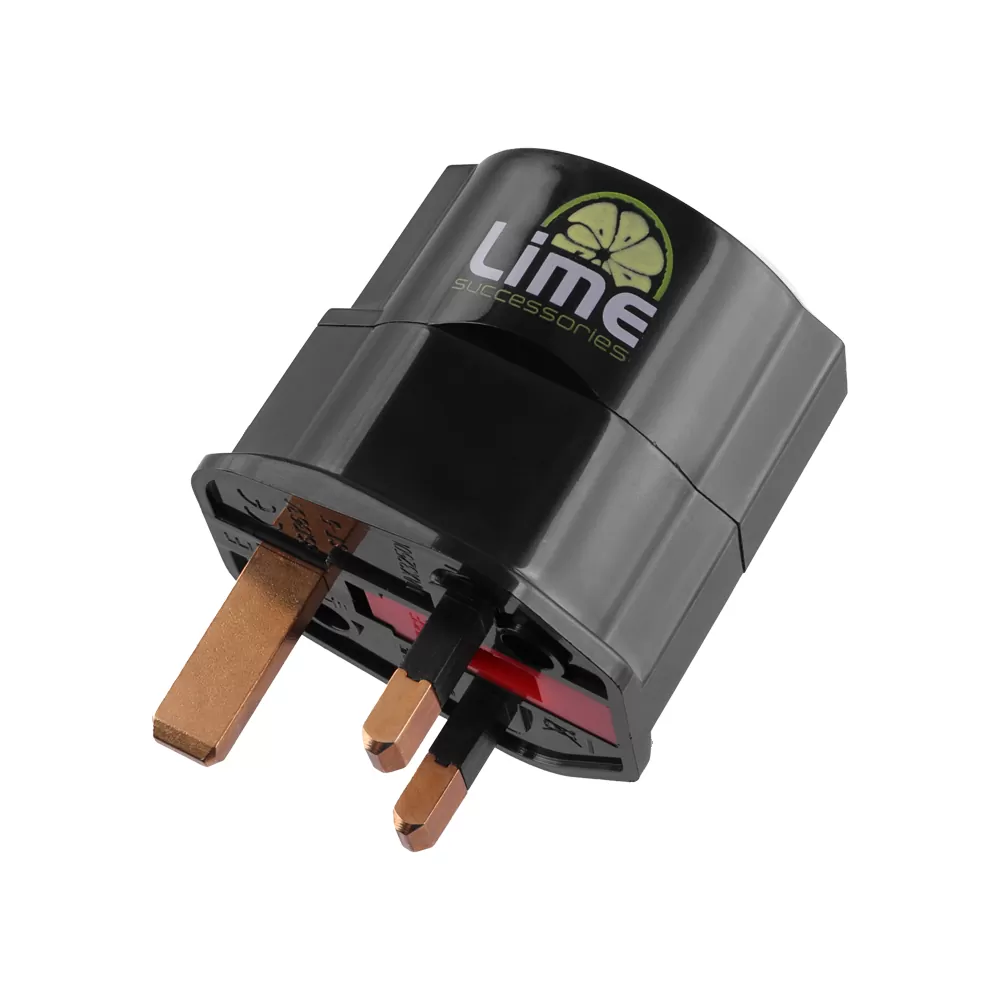 LIME ΑΝΤΑΠΤΟΡΑΣ ΣΟΥΚΟ ΕΥΡΩΠΗΣ FEMALE ΣΕ ΠΡΙΖΑ ΑΓΓΛΙΚΗ 3 PIN MALE ΜΕ ΑΠΟΣΠΩΜΕΝΗ ΑΣΦΑΛΕΙΑ (13A) ΚΑΙ ΠΑΙΔΙΚΗ ΠΡΟΣΤΑΣΙΑ ΜΑΥΡΟΣ - Image 3