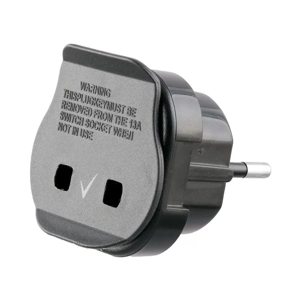 VOLTE-TEL ΠΛΑΣΤΙΚΟΣ ΑΝΤΑΠΤΟΡΑΣ ΕΥΡΩΠΑΙΚΟ 2 PIN FEMALE ΣΕ ΠΡΙΖΑ ΑΓΓΛΙΚΗ 3 PIN MALE ΜΑΥΡΟ 10 ΤΕΜ. - Image 5