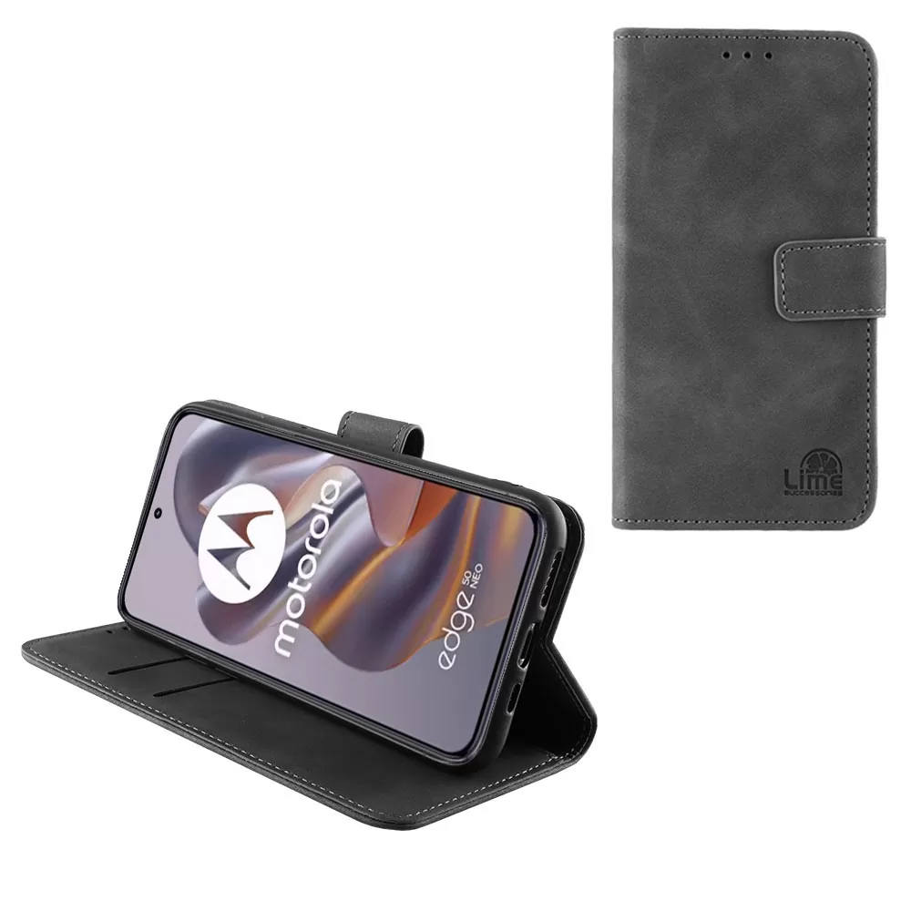 LIME ESSENTIAL ΘΗΚΗ MOTOROLA MOTO EDGE 50 NEO 5G XT2409 6.4in  MAGNET BOOK STAND CLIP GREY - Image 2