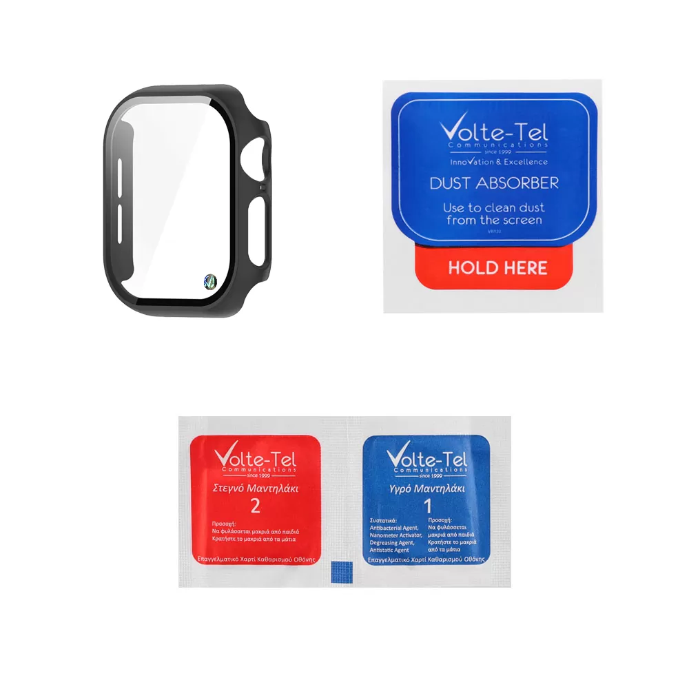 VOLTE-TEL PC EDGE COVER TEMPERED GLASS APPLE WATCH 10/ WATCH 11 46mm 1.96in 9H 0.30mm WITH KEY 3D FULL GLUE FULL COVER BLACK - Image 3